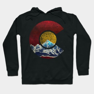 Colorado With Flag Inspired Mountain Scene Hoodie